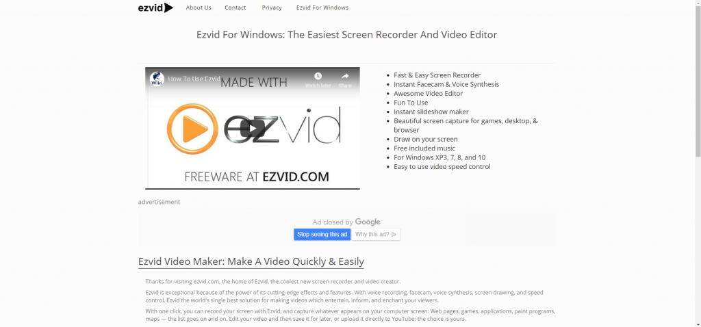 ezvid screen recording software