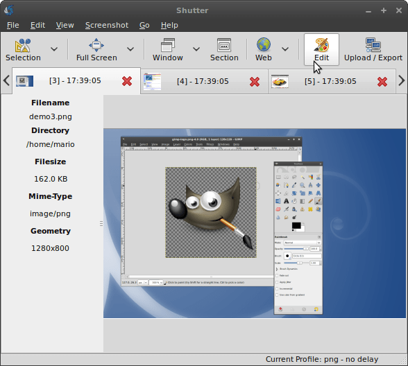 Screenshot of the Shutter interface