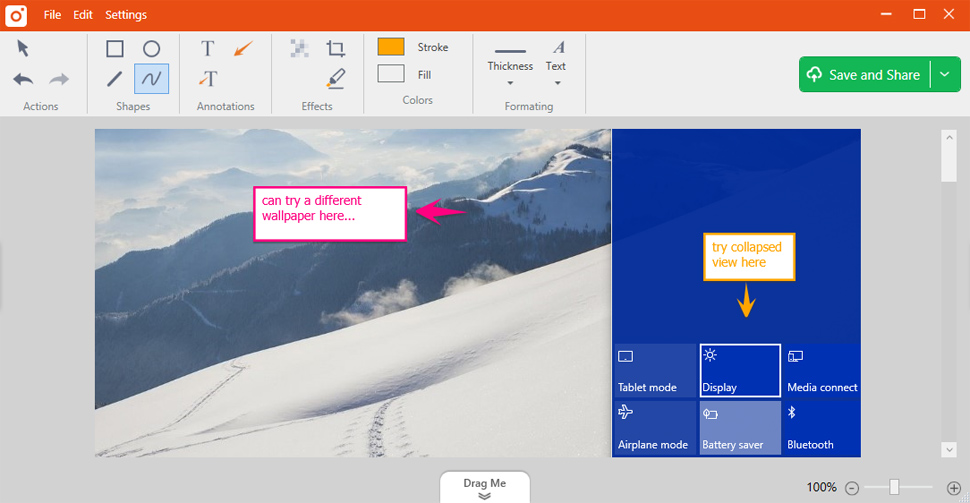 Screenshot of the TinyTake interface